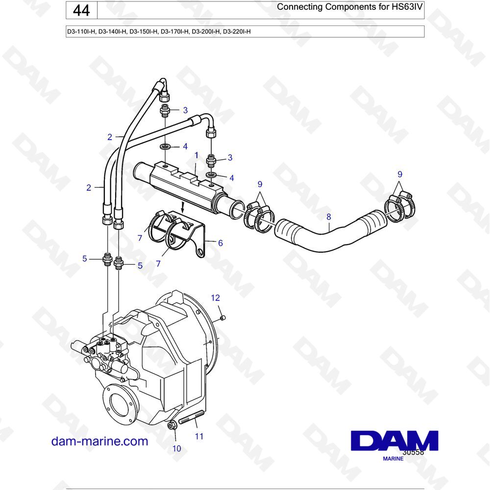 Spare Parts And Exploded Views For Volvo Penta D3-220A-H